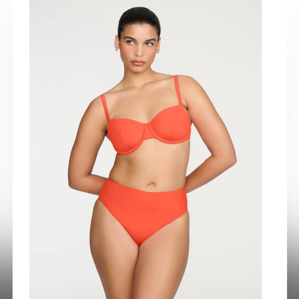 CUUP Cherry Red Underwire Bikini Top and High Waist Bottom